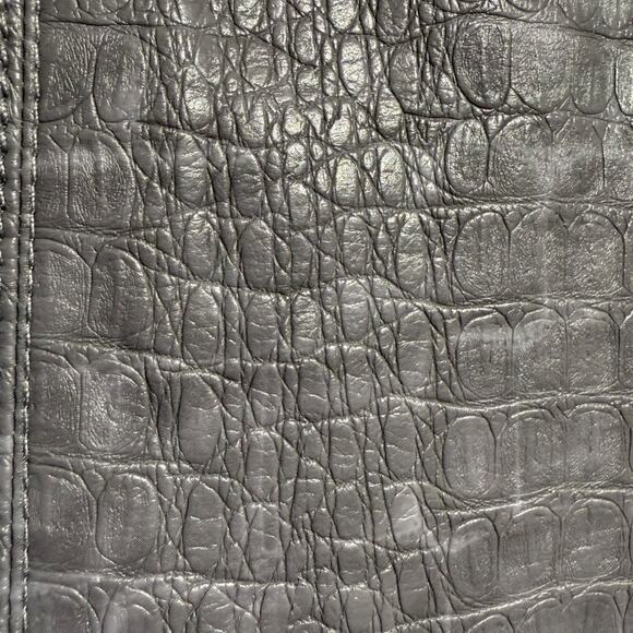 Dennis Basso gray embossed faux leather zip front moto jacket - women's 3X - Picture 4 of 10